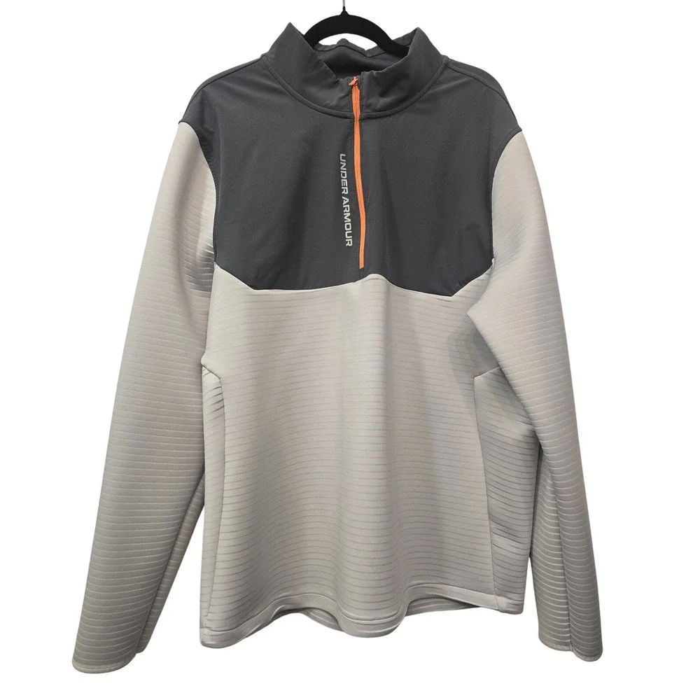 Under Armour Golf XXL 2XL Charcoal White Orange 1/2 Zip Golfcore Sportcore Gym